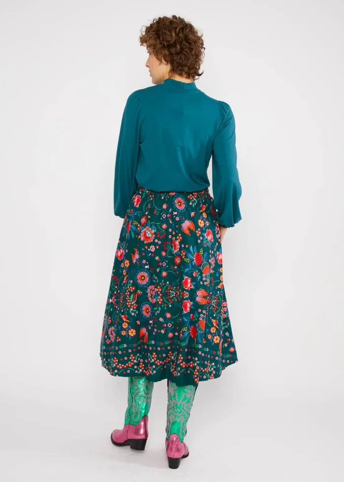 Blutsgeschwister Midi Skirt Swing Around The Clock Green Women Skirts