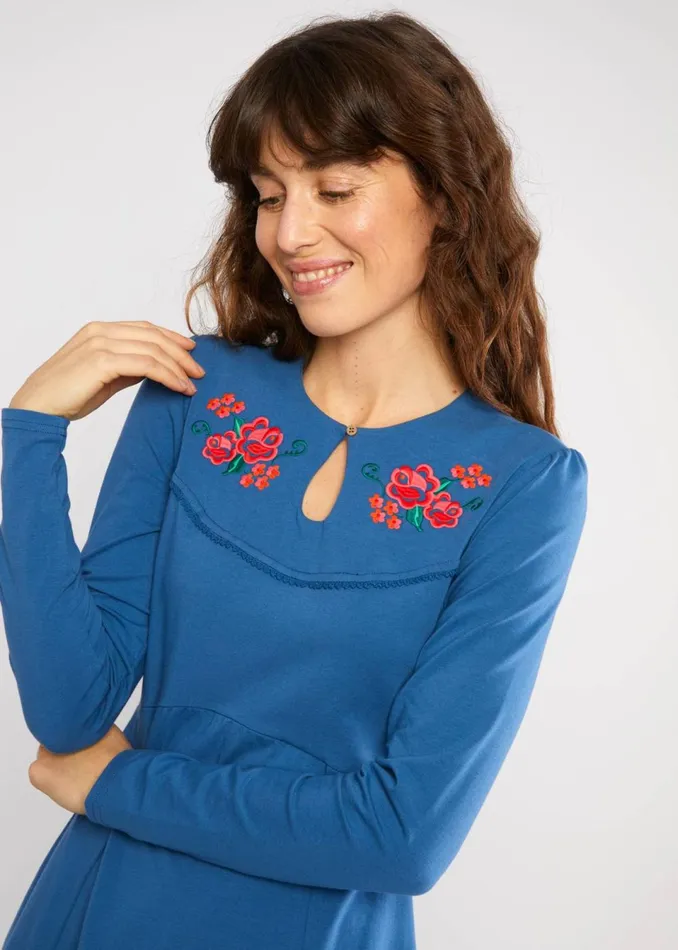 Blutsgeschwister Mini Dress Lucky Mrs Lovely Western Blue Women Dresses