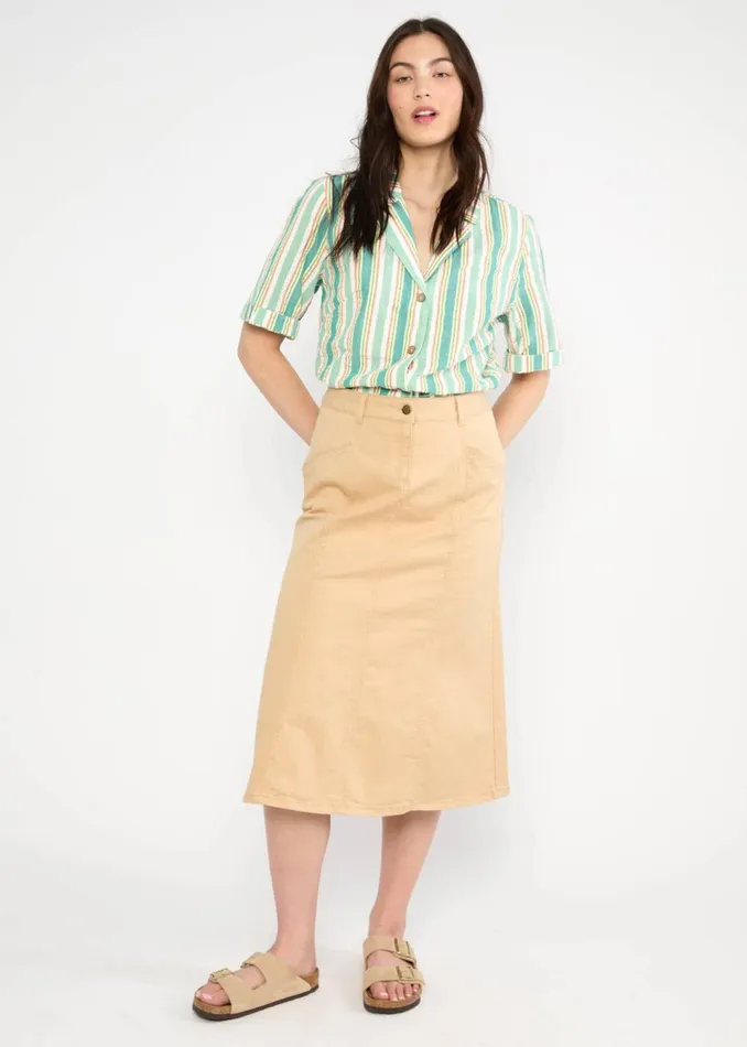 Blutsgeschwister Seersucker Shirt Shimmy Chic Green Women Blouses and Tunics