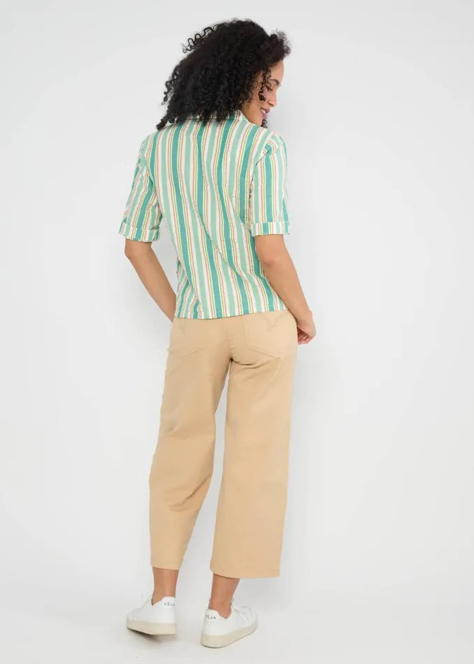 Blutsgeschwister Seersucker Shirt Shimmy Chic Green Women Blouses and Tunics