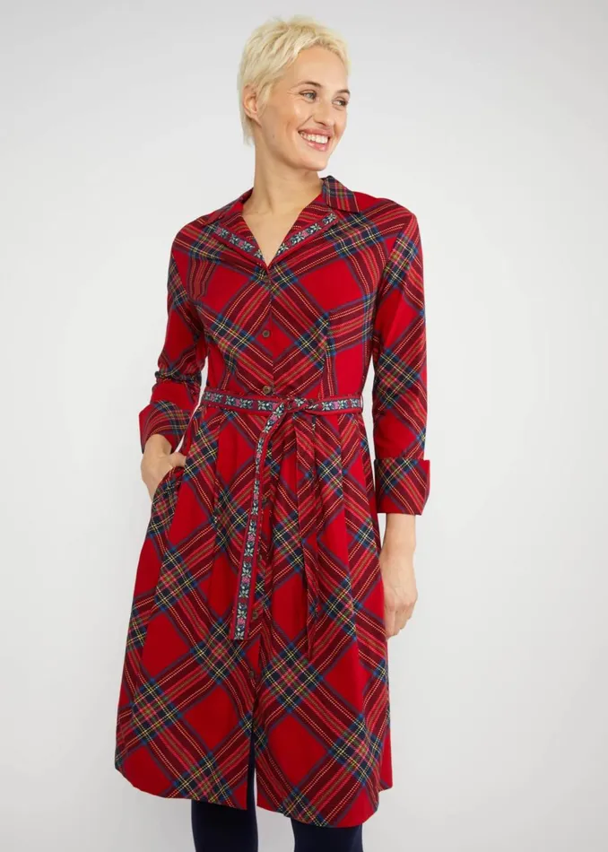 Blutsgeschwister Shirt Dress Zauberknopf Und Kragen Red Women Dresses