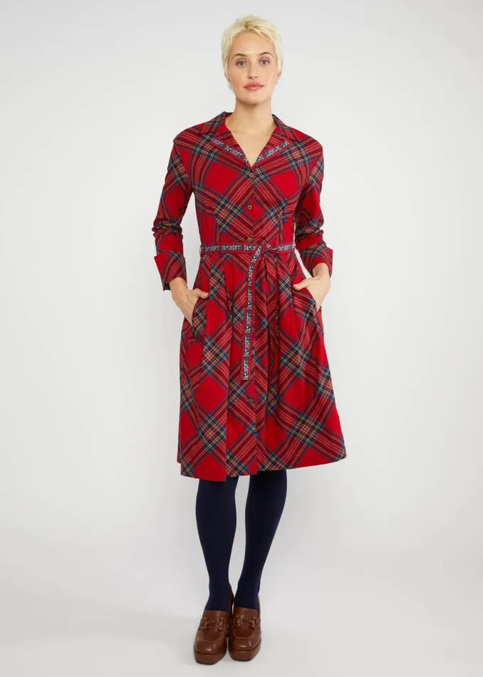 Blutsgeschwister Shirt Dress Zauberknopf Und Kragen Red Women Dresses