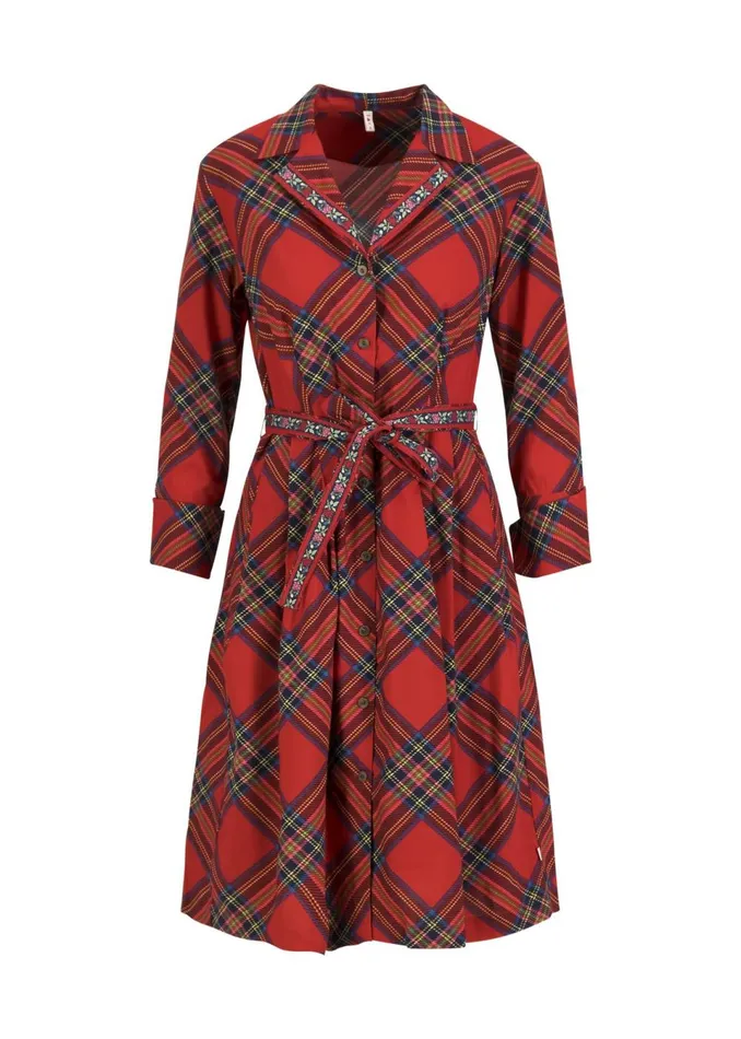 Blutsgeschwister Shirt Dress Zauberknopf Und Kragen Red Women Dresses