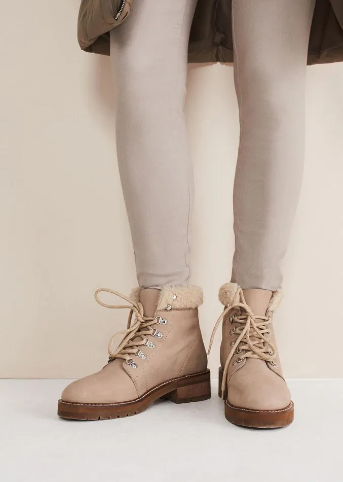 Borg Trim Hiker Boot Stone Women Phase Eight Boots