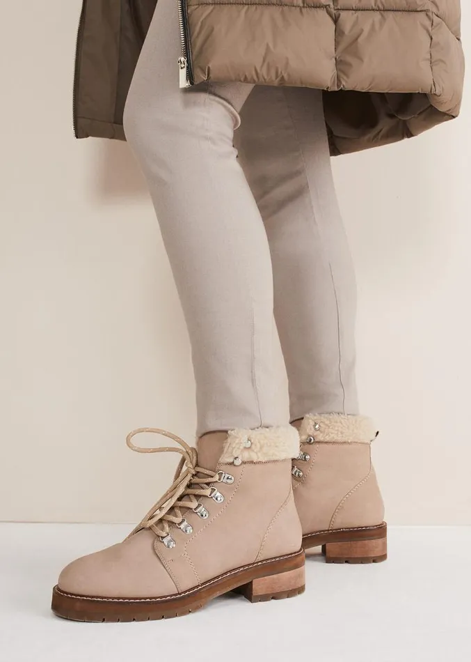 Borg Trim Hiker Boot Stone Women Phase Eight Boots