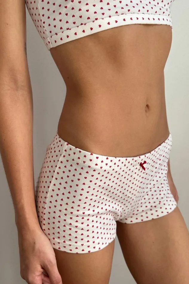 Bow Heart Boxer Underwear Natural White Women Brandy Melville Intimates