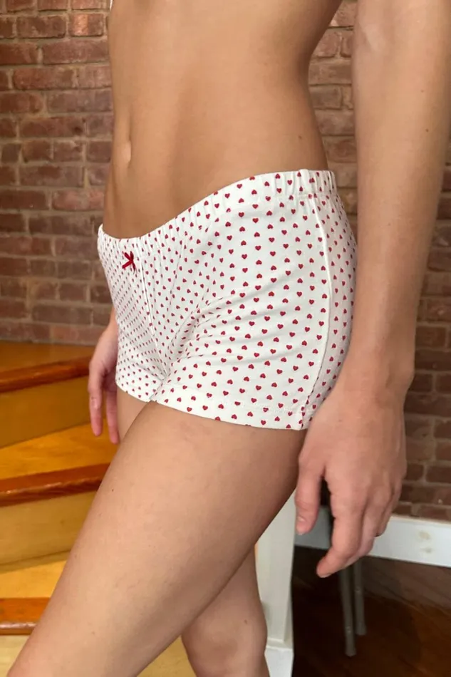 Bow Heart Boxer Underwear Natural White Women Brandy Melville Intimates