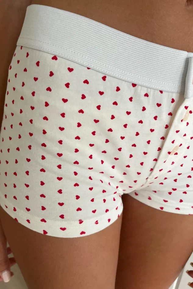 Boy Short Heart Underwear Women Brandy Melville Matching Sets