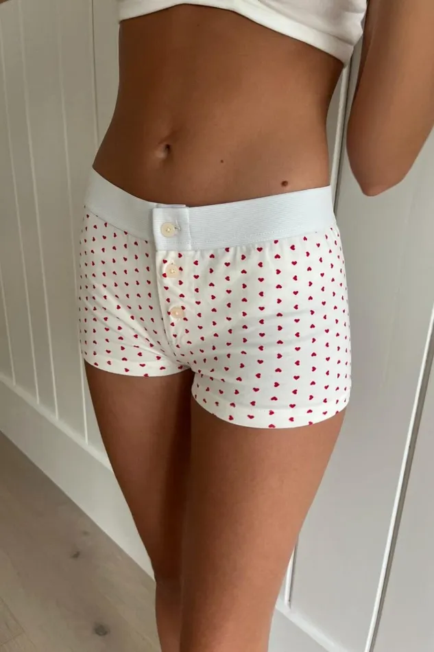 Boy Short Heart Underwear Women Brandy Melville Matching Sets