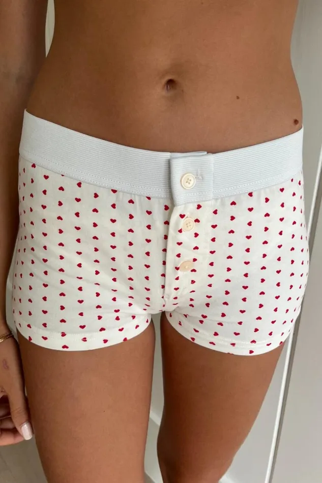 Boy Short Heart Underwear Women Brandy Melville Matching Sets