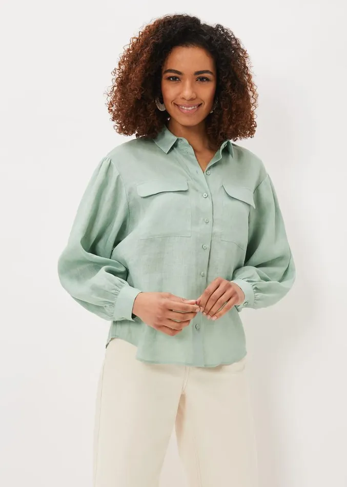 Brigita Linen Shirt Sage Green Women Phase Eight Shirts and Blouses