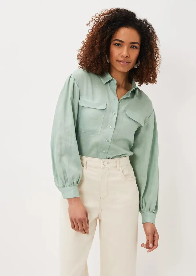 Brigita Linen Shirt Sage Green Women Phase Eight Shirts and Blouses