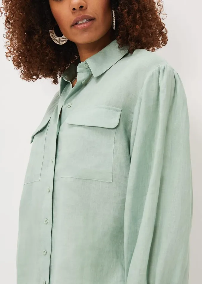 Brigita Linen Shirt Sage Green Women Phase Eight Shirts and Blouses