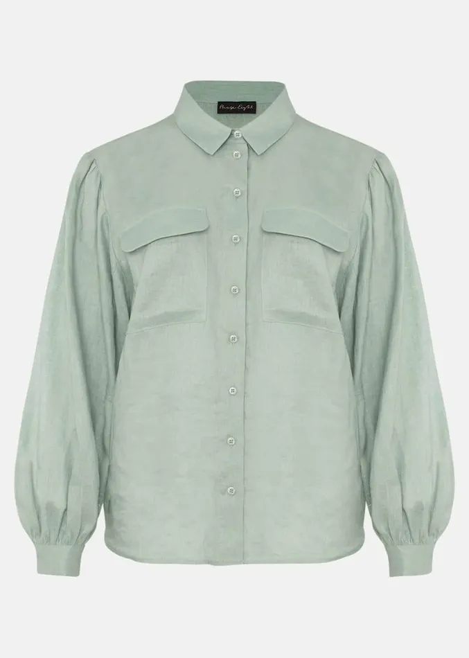 Brigita Linen Shirt Sage Green Women Phase Eight Shirts and Blouses
