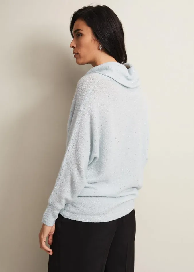Bronte Sequin Jumper Soft Blue Women Phase Eight Knitwear
