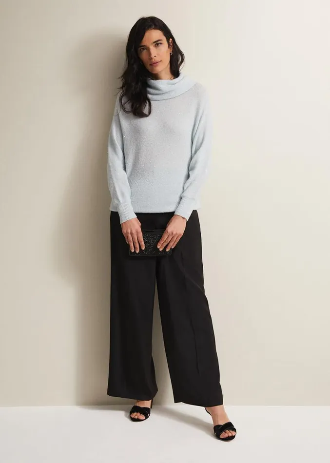 Bronte Sequin Jumper Soft Blue Women Phase Eight Knitwear