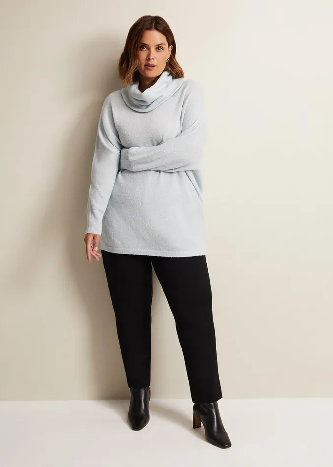 Bronte Sequin Jumper Soft Blue Women Phase Eight Knitwear