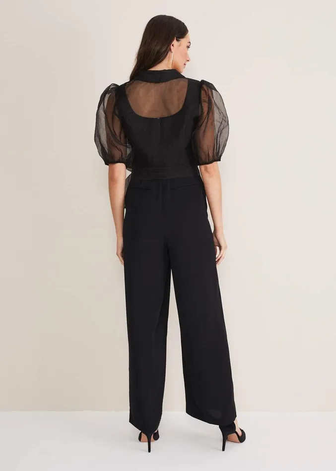 Brontie Puff Sleeve Wide Leg Jumpsuit Black Women Phase Eight Dresses