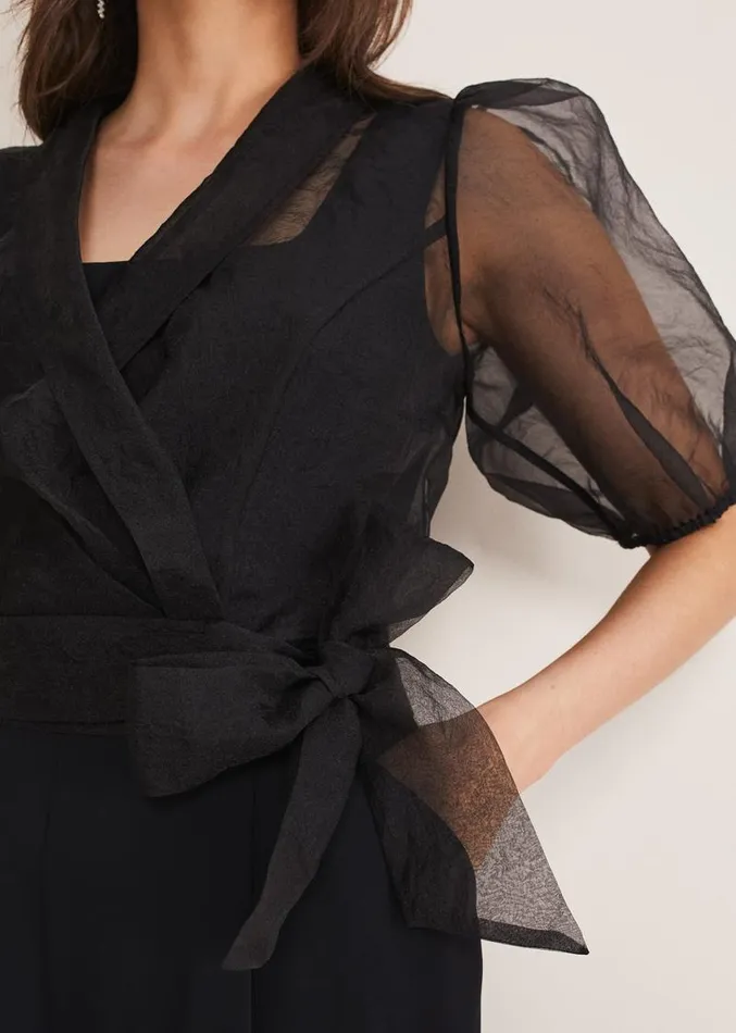 Brontie Puff Sleeve Wide Leg Jumpsuit Black Women Phase Eight Dresses