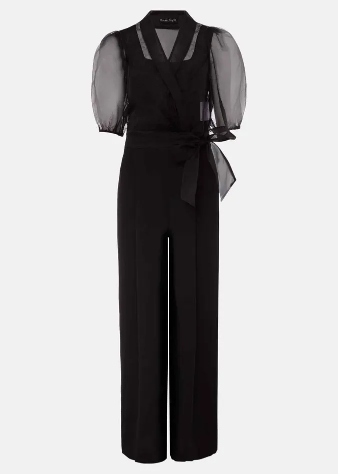 Brontie Puff Sleeve Wide Leg Jumpsuit Black Women Phase Eight Dresses