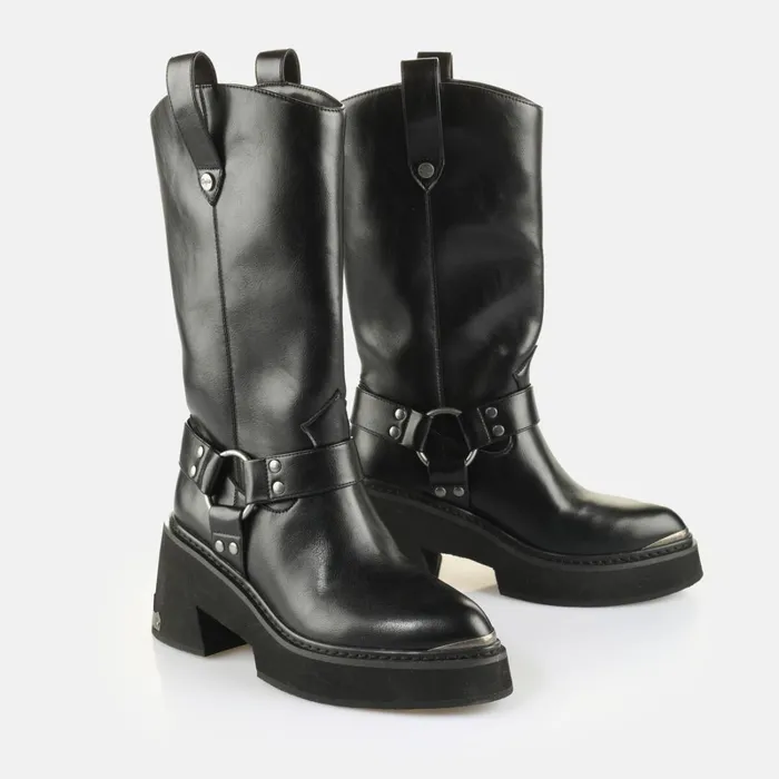 Bull Biker Hi Black Buffalo Boots and AnkleBoots Bull Biker Hi Black Buffalo Boots and AnkleBoots