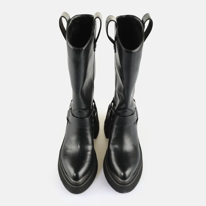 Bull Biker Hi Black Buffalo Boots and AnkleBoots Bull Biker Hi Black Buffalo Boots and AnkleBoots