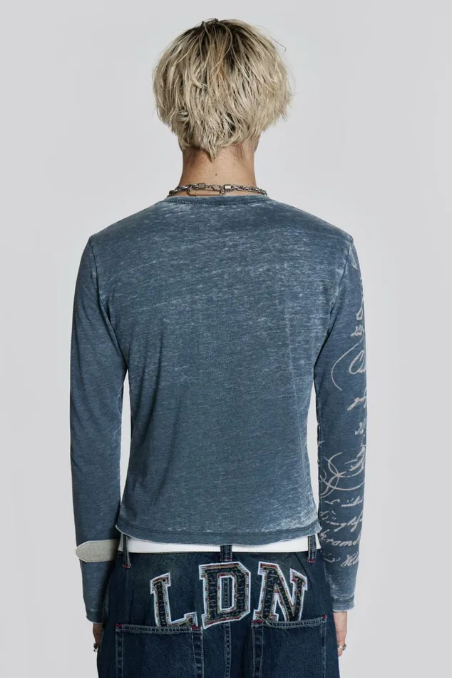 Burnout Handwritten Long Sleeve Tee Black Men Jaded London TShirts