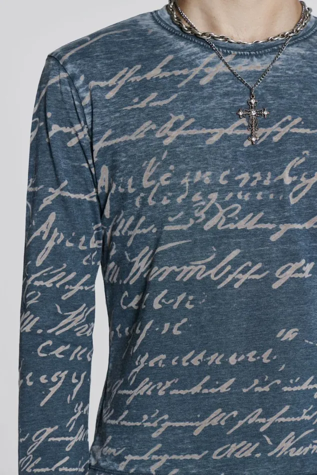 Burnout Handwritten Long Sleeve Tee Black Men Jaded London TShirts