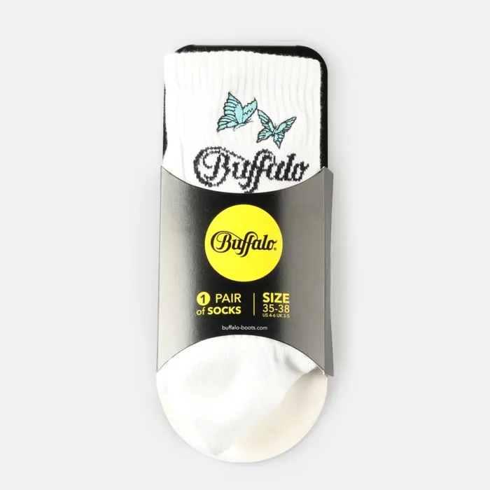 Butterfly Embroidery White Buffalo Socks Butterfly Embroidery White Buffalo Socks