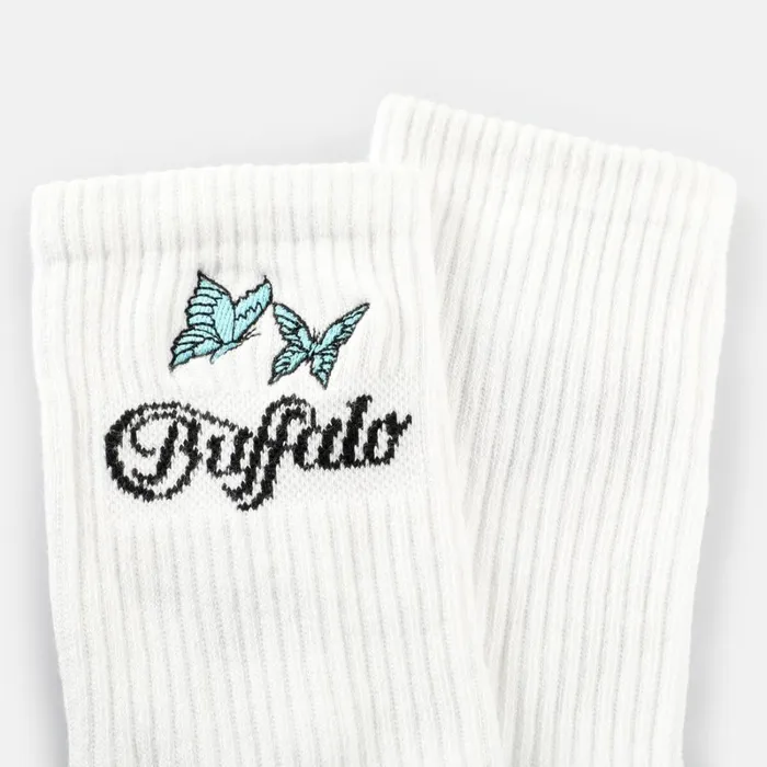 Butterfly Embroidery White Buffalo Socks Butterfly Embroidery White Buffalo Socks