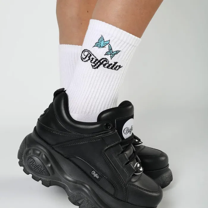 Butterfly Embroidery White Buffalo Socks Butterfly Embroidery White Buffalo Socks