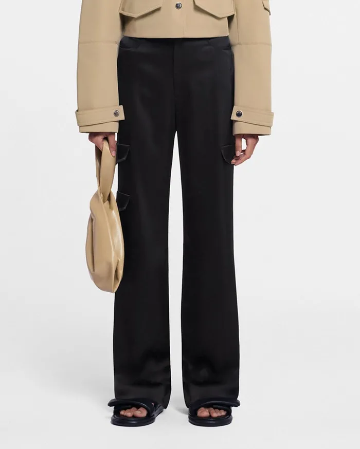 Cais Slip Satin Cargo Pants Black Women Nanushka Bottoms