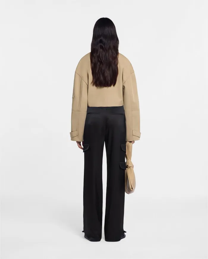Cais Slip Satin Cargo Pants Black Women Nanushka Bottoms