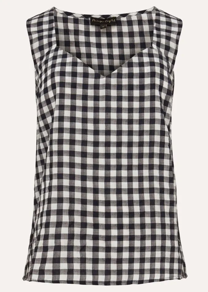 Calandra Gingham Top Navyivory Women Phase Eight Knitwear