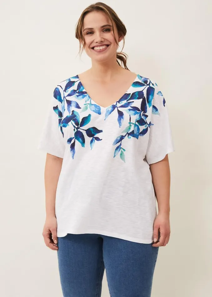 Camilla Leaf Print Top Ivory Multi Women Phase Eight Tops and TShirts