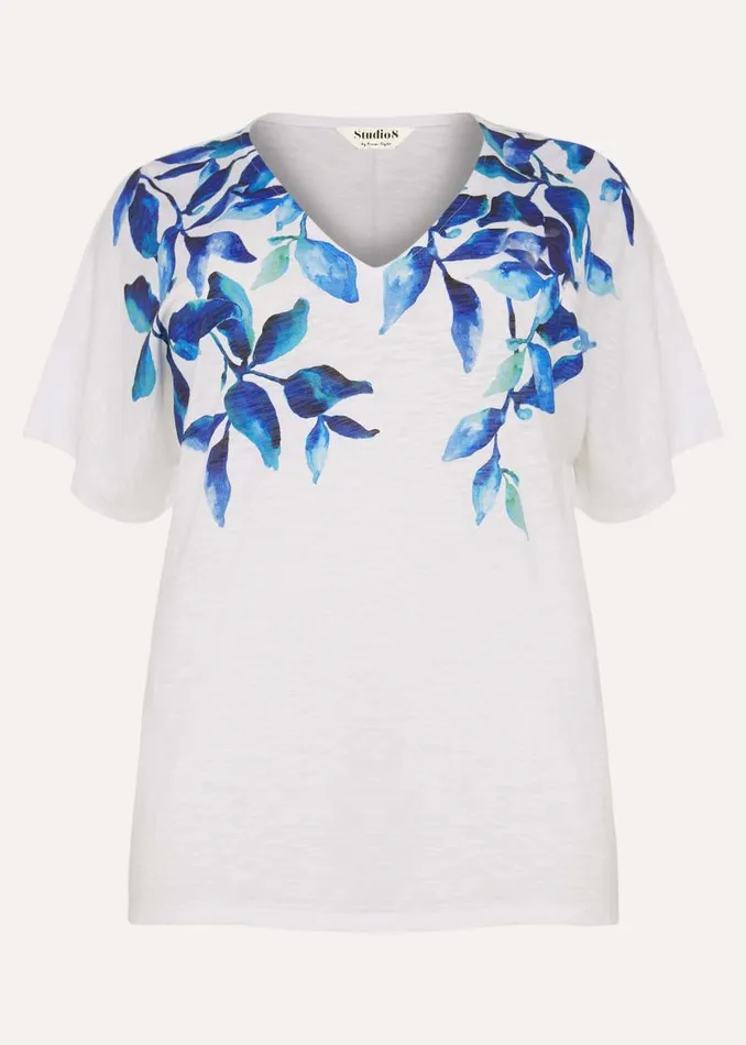 Camilla Leaf Print Top Ivory Multi Women Phase Eight Tops and TShirts
