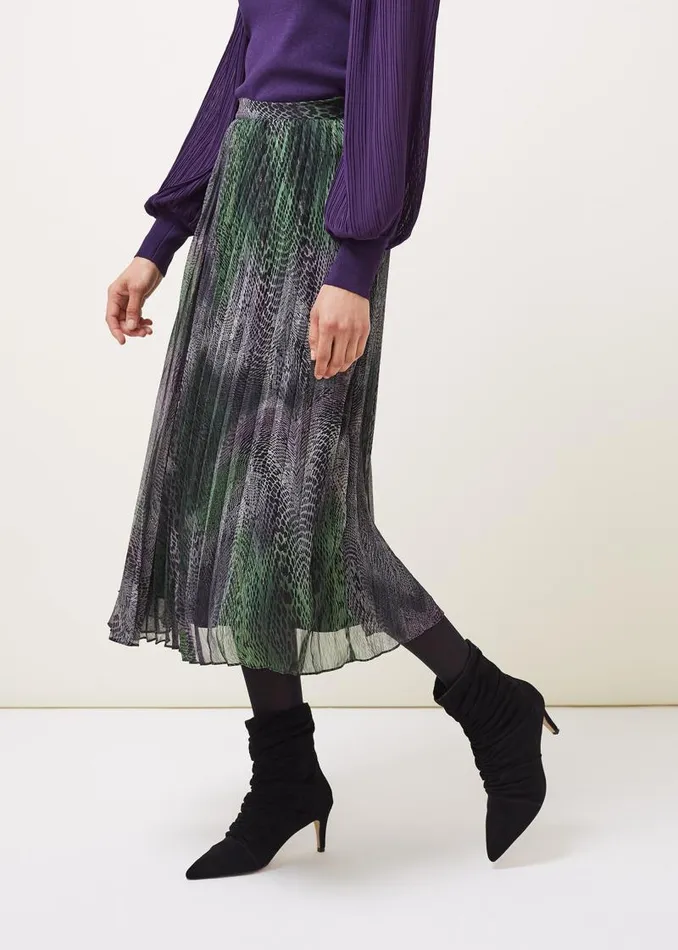 Camina Snake Print Pleated Maxi Skirt Blackmulti Women Phase Eight Skirts