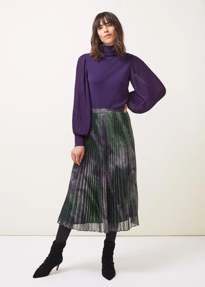 Camina Snake Print Pleated Maxi Skirt Blackmulti Women Phase Eight Skirts