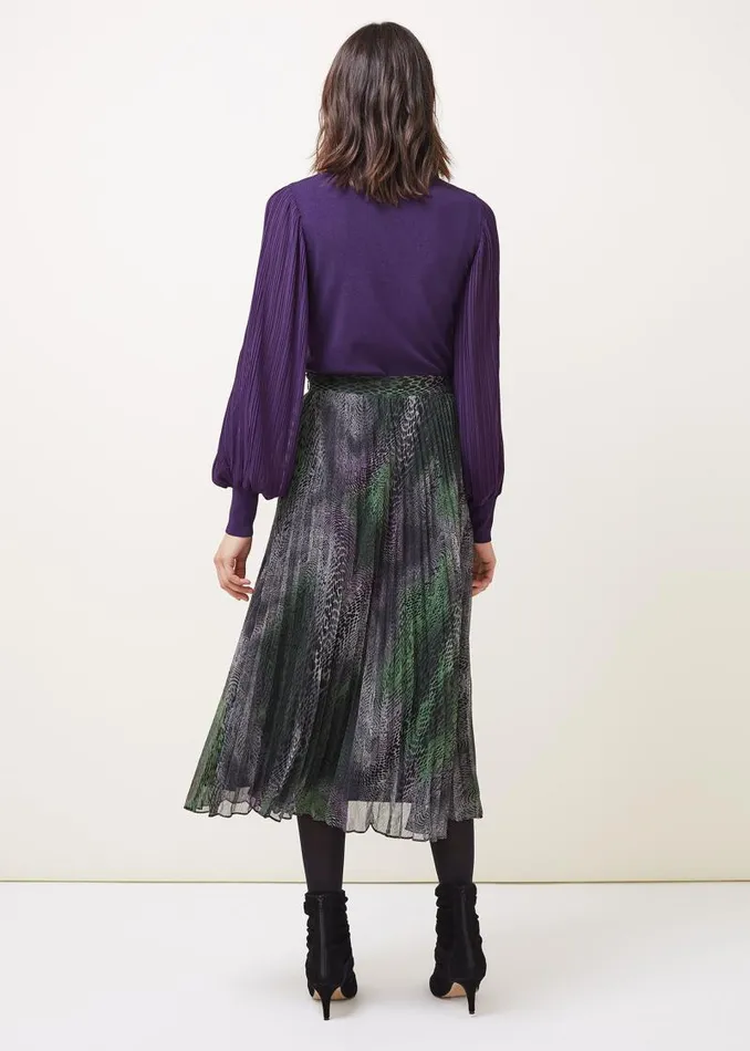 Camina Snake Print Pleated Maxi Skirt Blackmulti Women Phase Eight Skirts