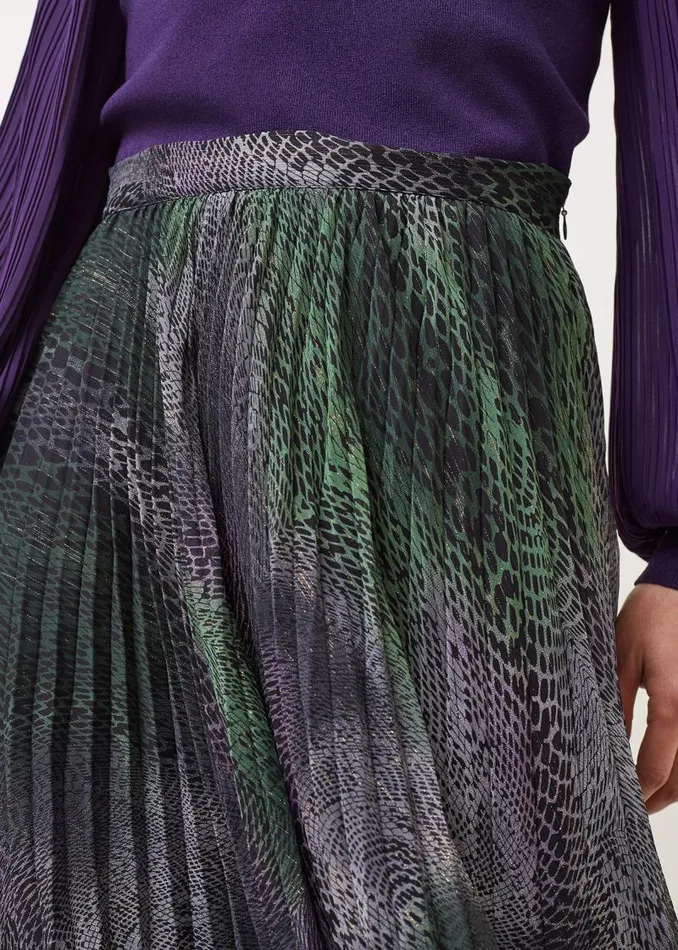 Camina Snake Print Pleated Maxi Skirt Blackmulti Women Phase Eight Skirts