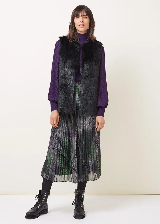Camina Snake Print Pleated Maxi Skirt Blackmulti Women Phase Eight Skirts