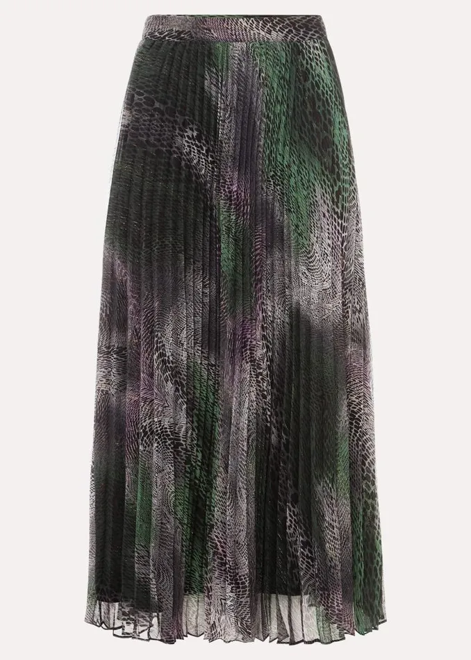 Camina Snake Print Pleated Maxi Skirt Blackmulti Women Phase Eight Skirts