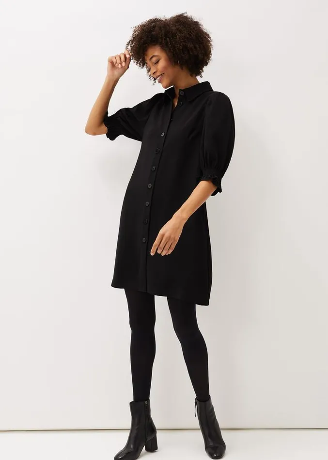 Candice Puff Sleeve Dress Black Women Phase Eight Dresses