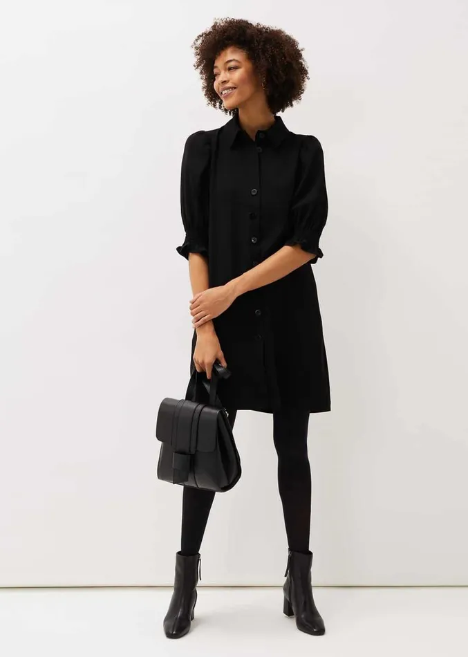 Candice Puff Sleeve Dress Black Women Phase Eight Dresses