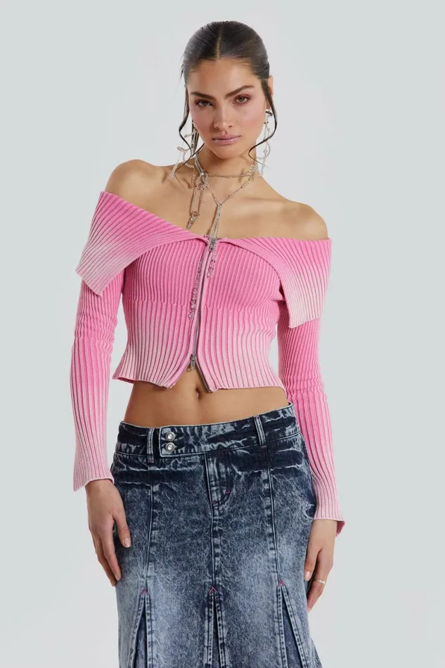 Candy Pink Tribeca Knitted Top Pink Women Jaded London Knitwear Candy Pink Tribeca Knitted Top Pink Women Jaded London Knitwear