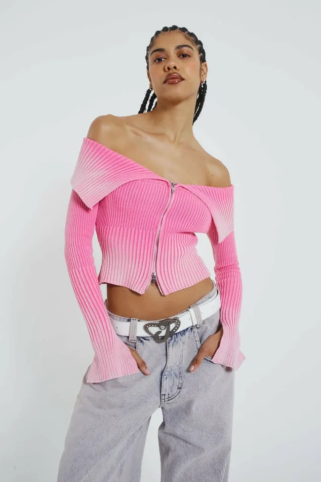 Candy Pink Tribeca Knitted Top Pink Women Jaded London Knitwear Candy Pink Tribeca Knitted Top Pink Women Jaded London Knitwear