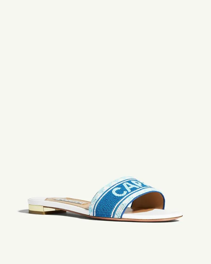 Capri Beads Slide White Women Aquazzura Slides and Mules