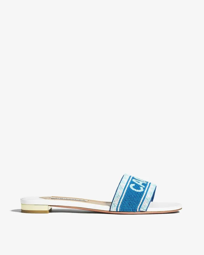 Capri Beads Slide White Women Aquazzura Slides and Mules Capri Beads Slide White Women Aquazzura Slides and Mules