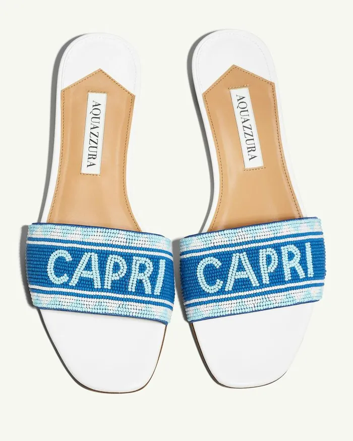 Capri Beads Slide White Women Aquazzura Slides and Mules Capri Beads Slide White Women Aquazzura Slides and Mules