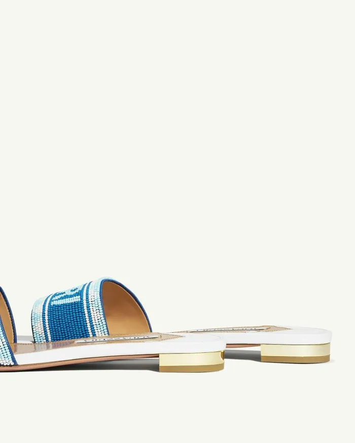 Capri Beads Slide White Women Aquazzura Slides and Mules Capri Beads Slide White Women Aquazzura Slides and Mules